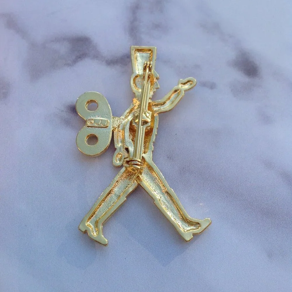 JJ Jonette Jewelry Gold Rhodium Plated BROOCH Toy Soldier in Full Regalia
